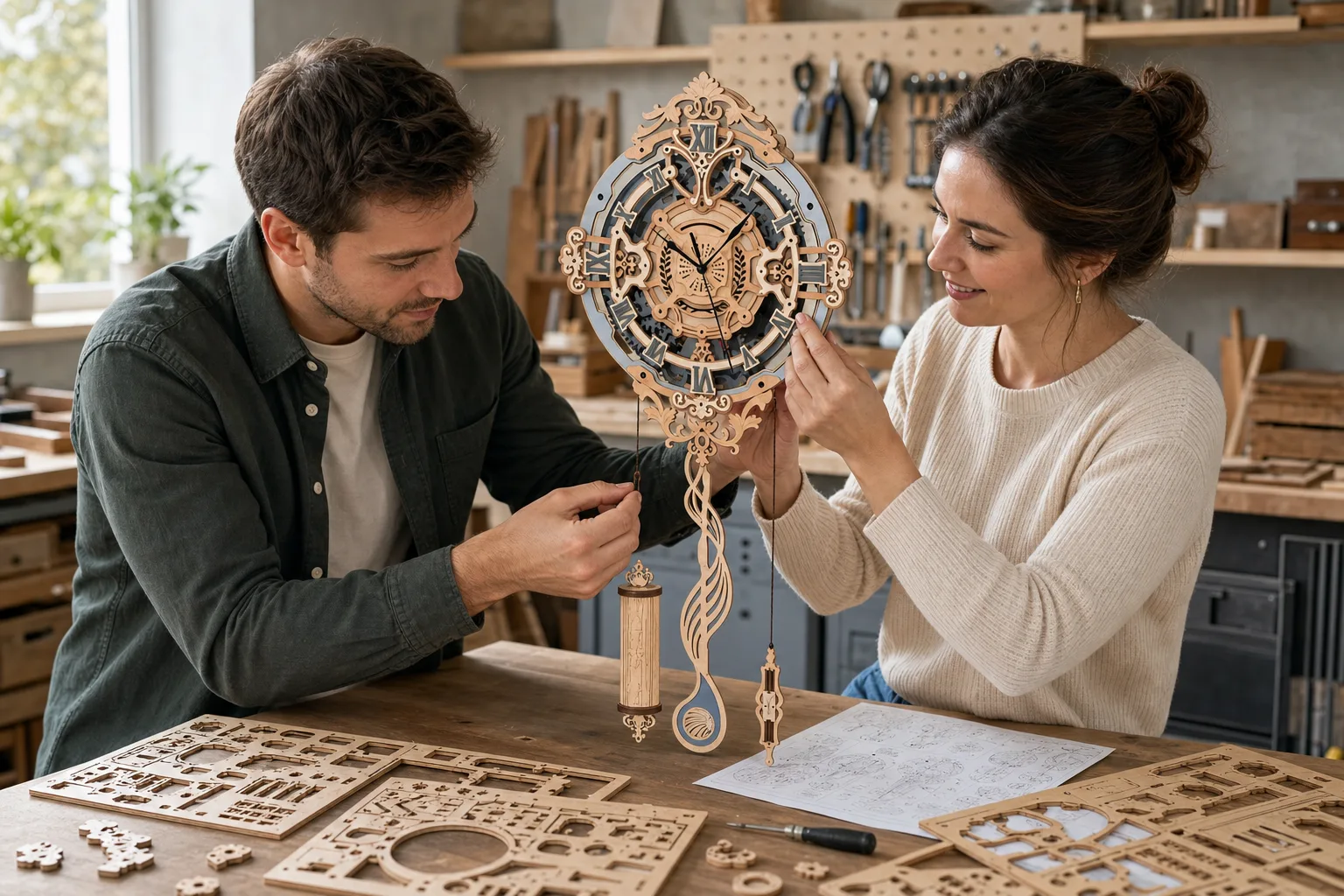 Assembling a Wooden Mechanical Wall Clock Assembling a Wooden Mechanical Wall Clock