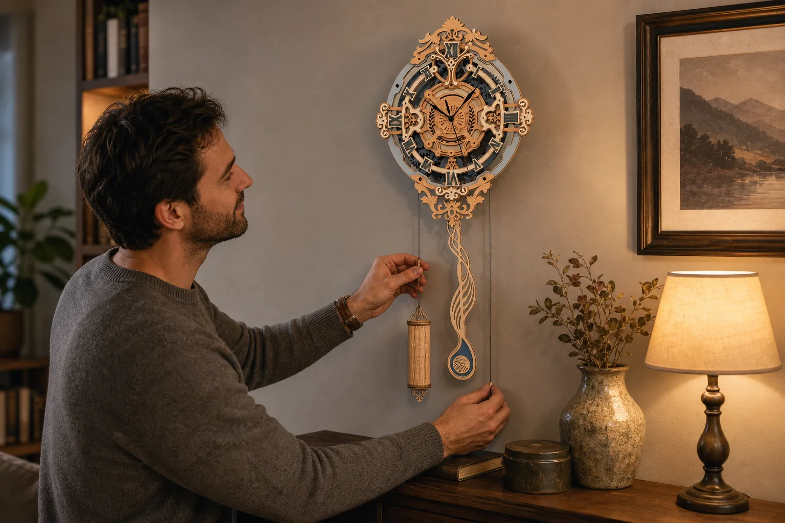 Adjusting the Pendulum in a Reading Nook Adjusting the Pendulum in a Reading Nook