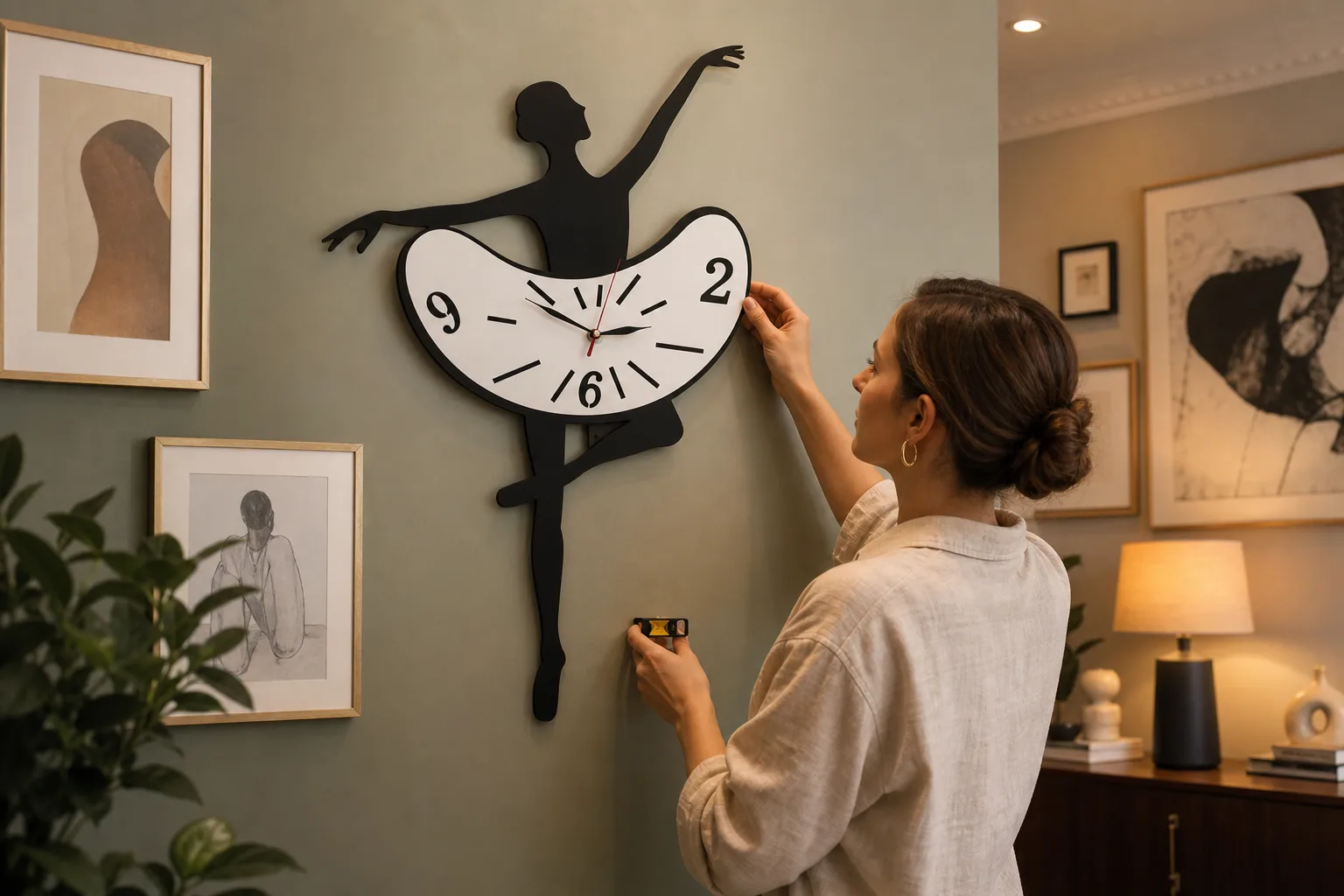 Artistic Ballerina Clock on Gallery Wall Artistic Ballerina Clock on Gallery Wall