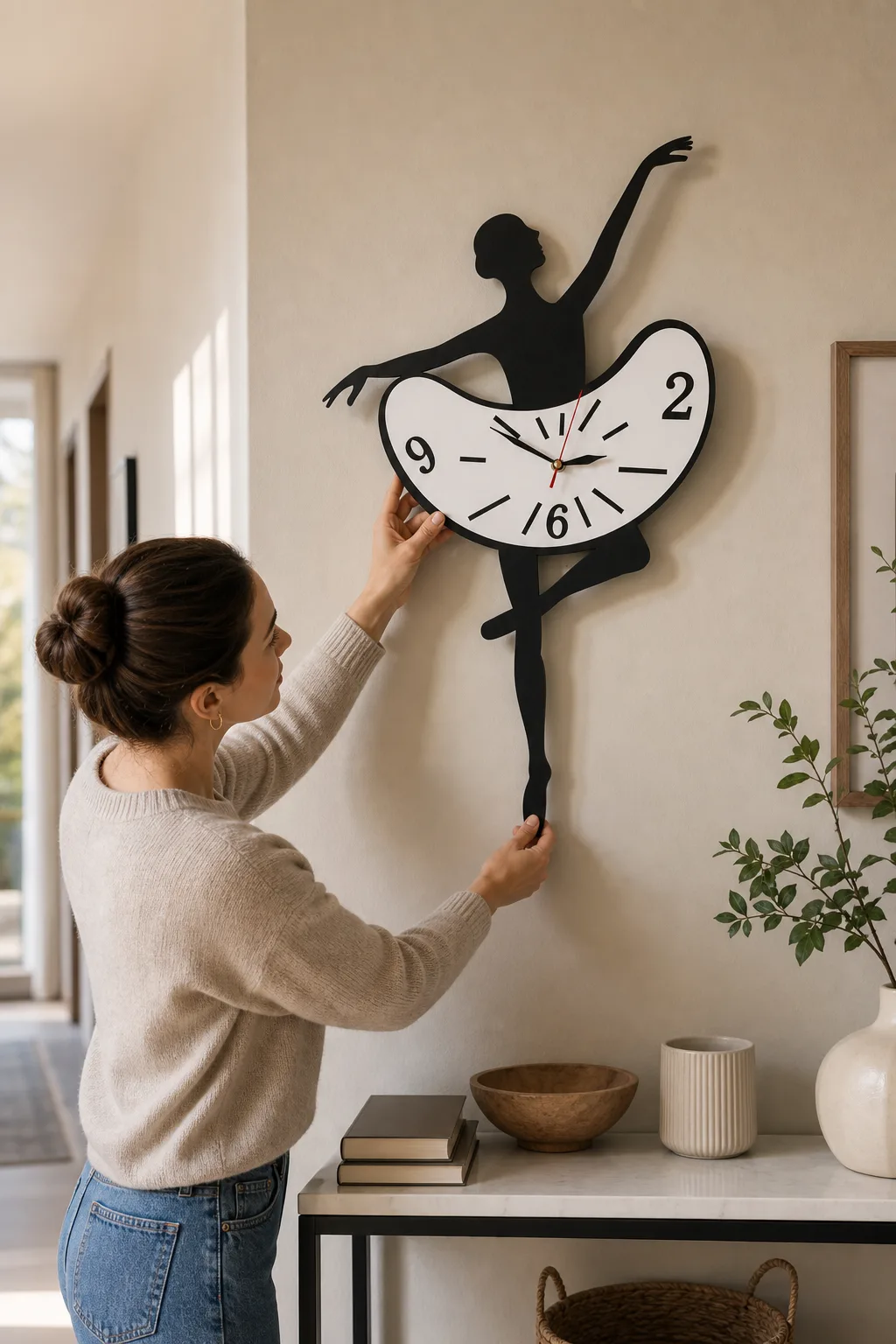 Elegant Ballerina Melting Clock in Hallway Elegant Ballerina Melting Clock in Hallway