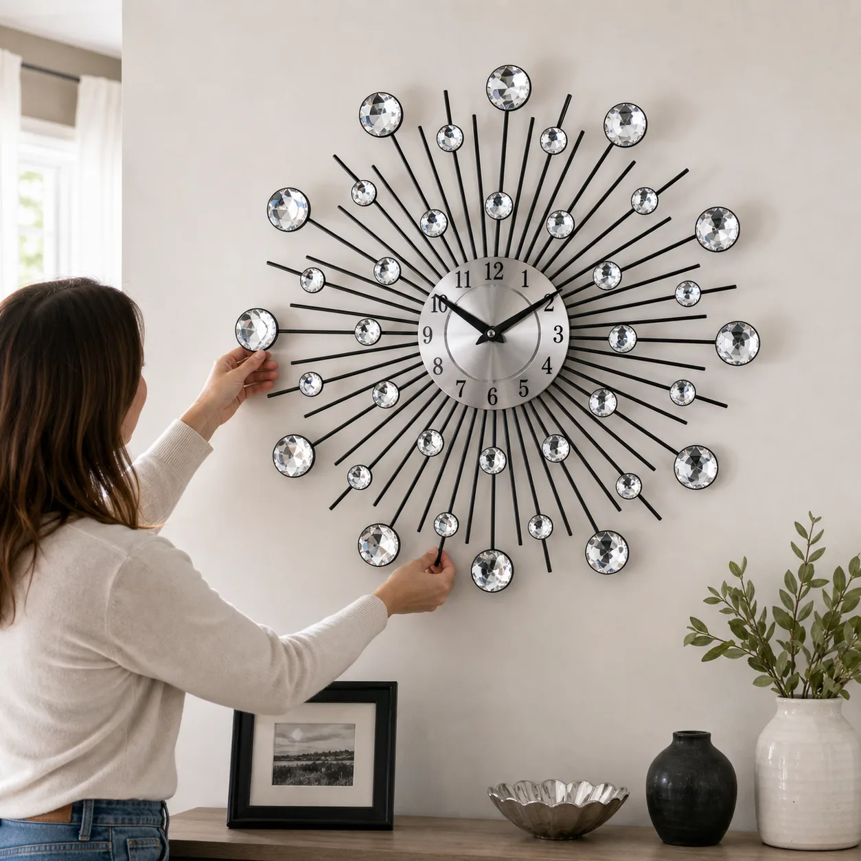 Hanging a Crystal Sunburst Wall Clock Hanging a Crystal Sunburst Wall Clock