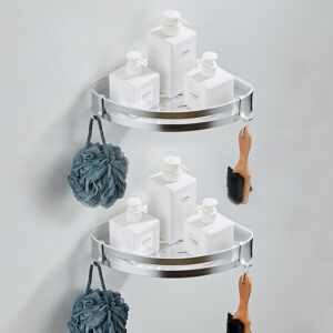 Space-Saving Corner Shower Shelf - Rustproof Aluminum Bathroom Organizer