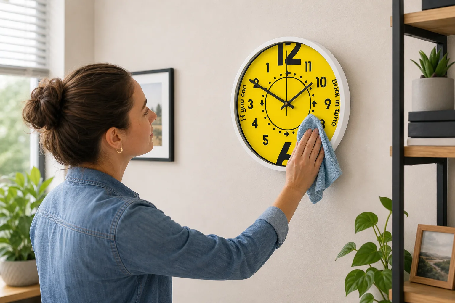 Quartz Reverse Personality Clock being cleaned Quartz Reverse Personality Clock being cleaned