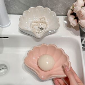 Elegant Scallop Shell Soap Dish & Jewelry Tray - Coastal Bathroom Decor