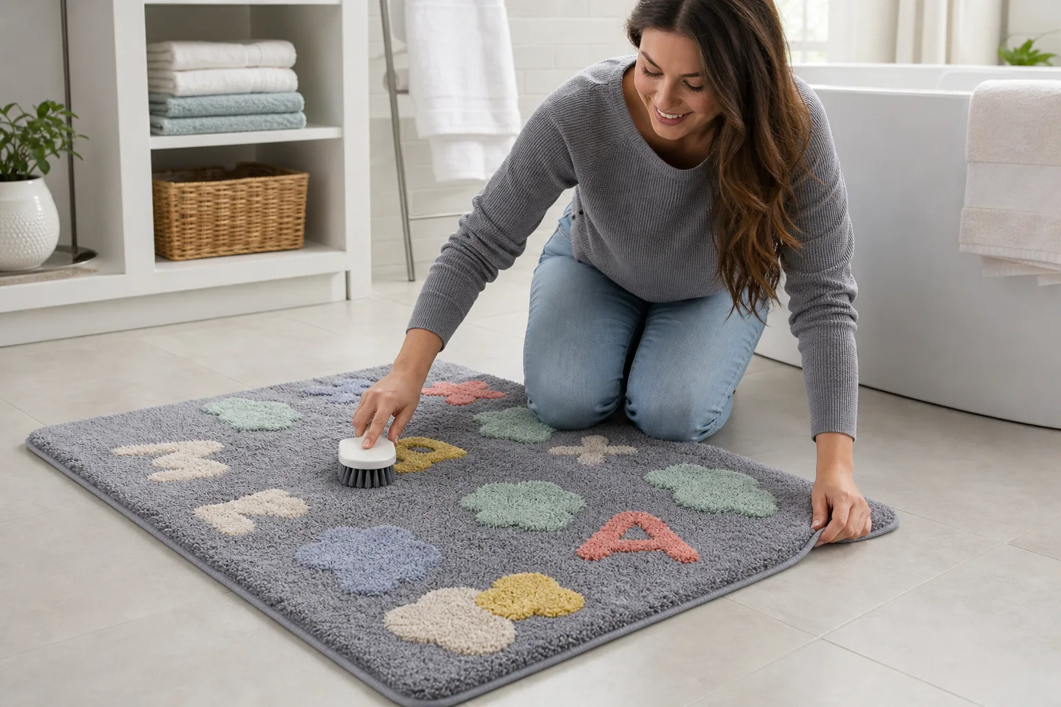 Fluffing Soft Gray Bath Mat Fluffing Soft Gray Bath Mat