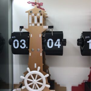 Nautical Lighthouse Flip Clock | Retro Automatic Desk Clock with Ship Wheel