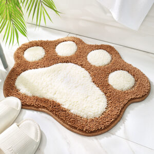 Ultra-Soft Paw Print Bath Mat - Non-Slip Plush Shaggy Rug for Bathroom Decor