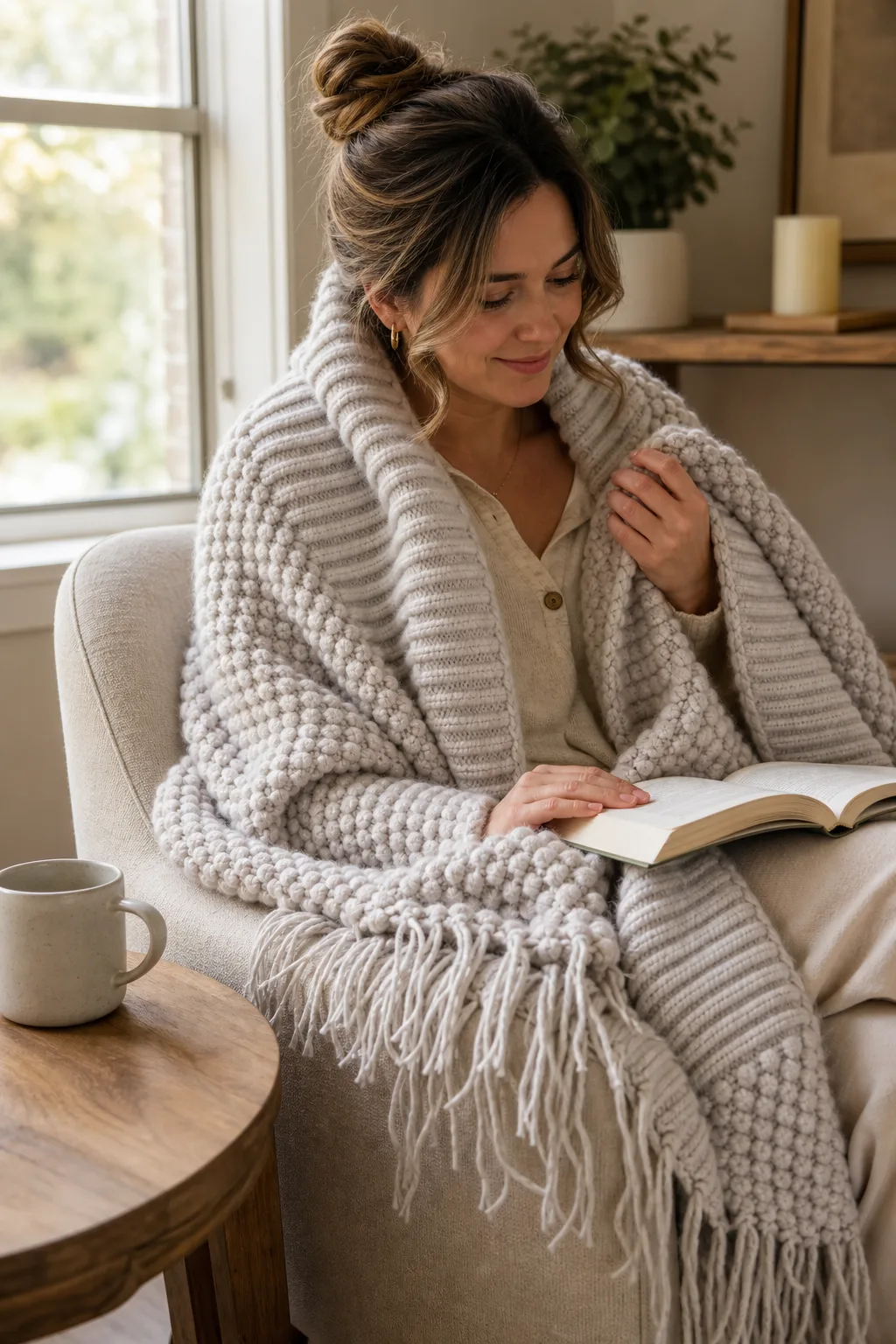 Boho Knit Throw Wrapped for Reading Boho Knit Throw Wrapped for Reading