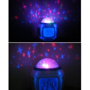 Starry Sky Projection Digital Alarm Clock with Temperature & Music for Kids