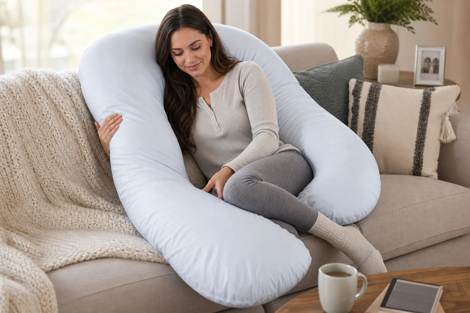 Living Room Lounging with Full Body Pillow Living Room Lounging with Full Body Pillow