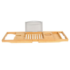 Luxury Extendable Bamboo Bathtub Caddy - Adjustable Tray with Tablet Holder