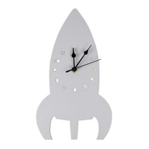 Modern Rocket & Elephant Wall Clock - Silent Nursery & Kids Room Decor
