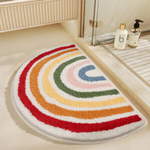 Ultra-Soft Rainbow & Cloud Bath Mat - Absorbent Non-Slip Bathroom Rug