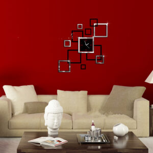 Modern Geometric Wall Clock | Acrylic Mirror Effect Decor for Living Room