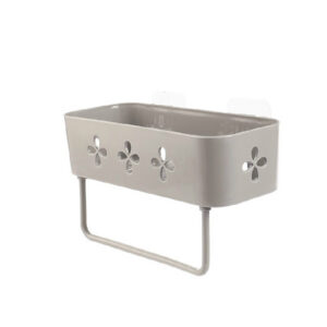 Wall Mounted Bathroom & Kitchen Storage Caddy with Integrated Towel Bar