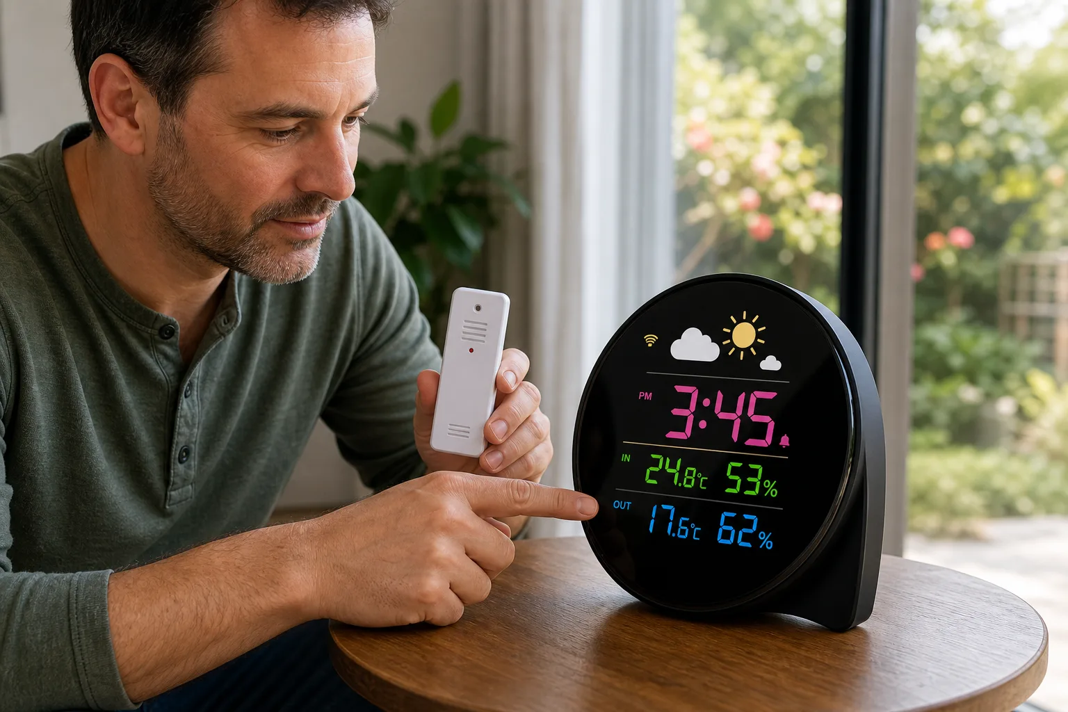Checking Outdoor Sensor Readings by the Window Checking Outdoor Sensor Readings by the Window