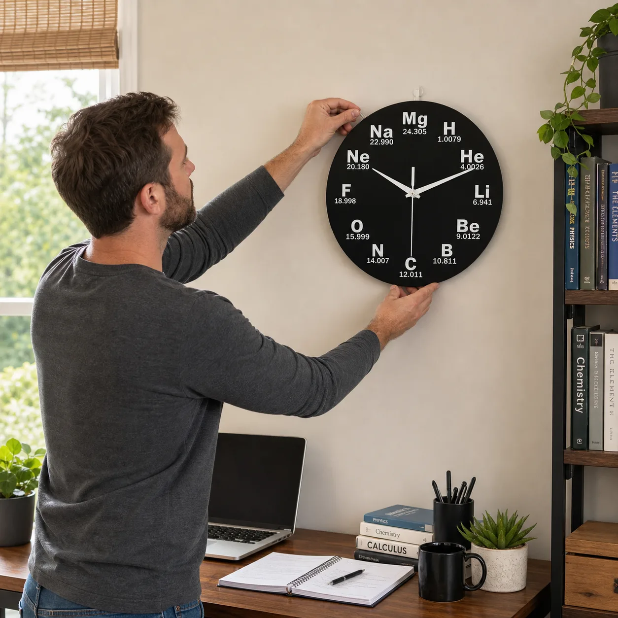 STEM wall clock in a home study STEM wall clock in a home study