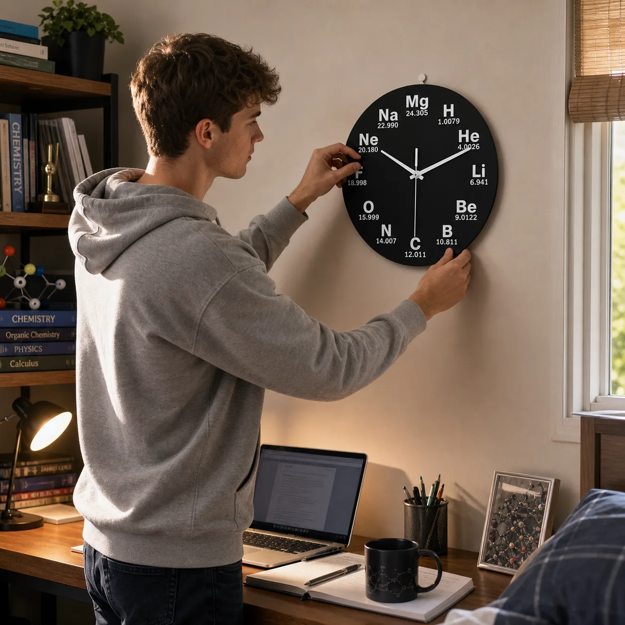 Math and science clock for a study nook Math and science clock for a study nook