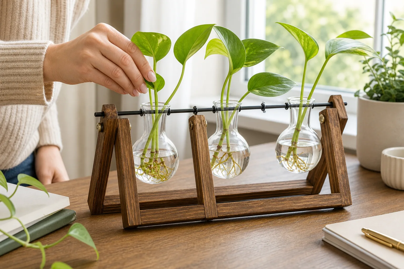 Desktop Plant Terrarium Cuttings Inserted Desktop Plant Terrarium Cuttings Inserted