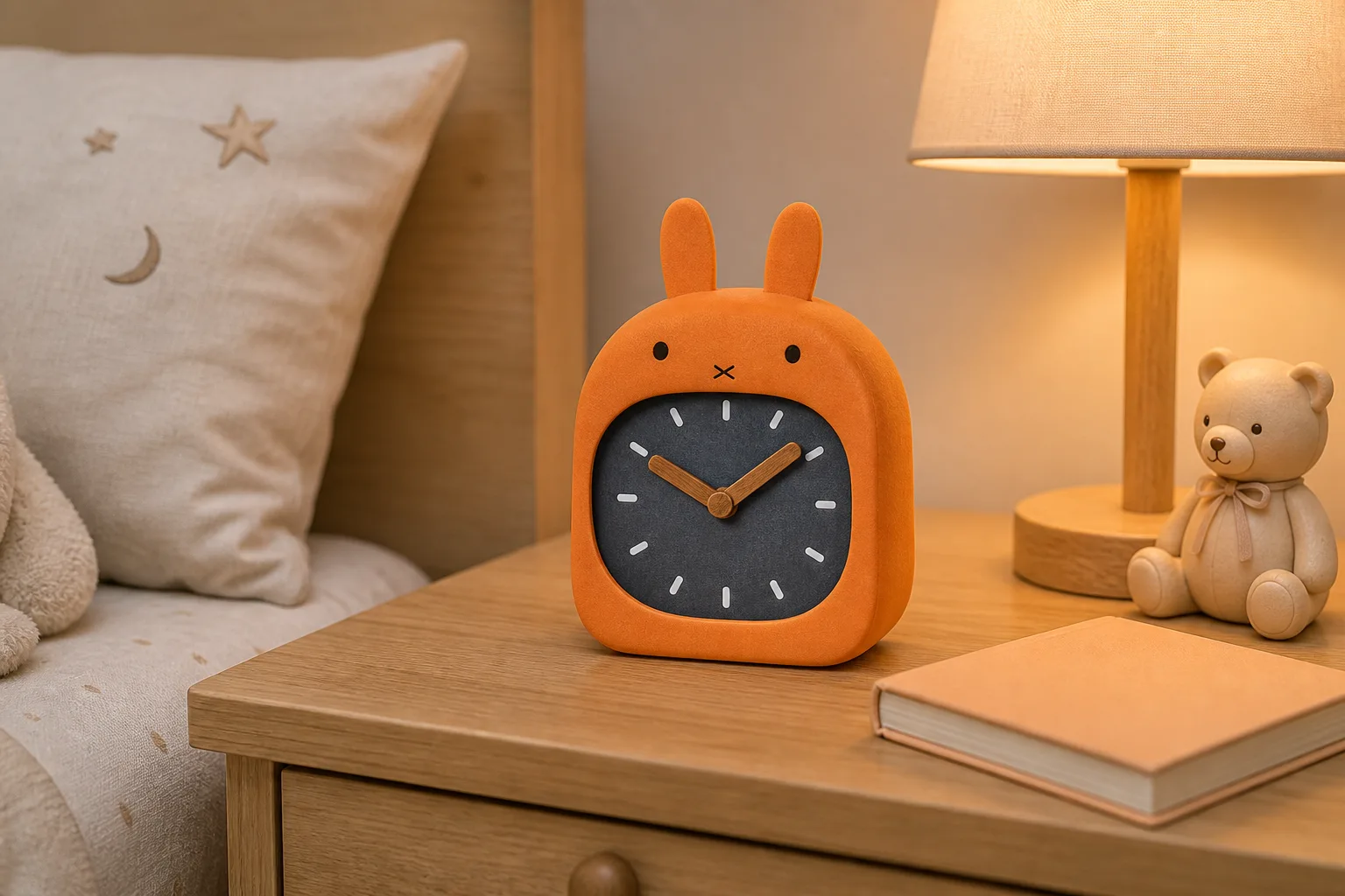 Cute Bunny Desk Clock on Kids Nightstand Cute Bunny Desk Clock on Kids Nightstand