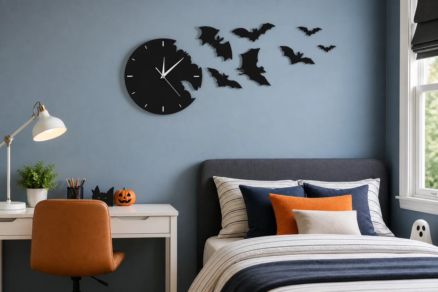 Black Bat Swarm Wall Clock for Bedroom Decor Black Bat Swarm Wall Clock for Bedroom Decor
