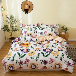 Premium 4-Piece Duvet Cover Set - Soft Modern Floral & Geometric Bedding