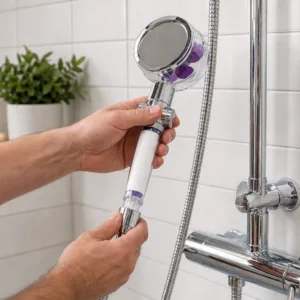 High Pressure Turbo Fan Shower Head with Built-in Filter & One-Click Stop