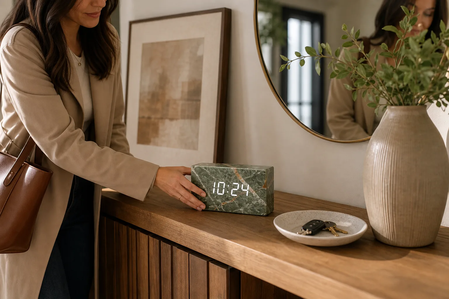 Marble LED Clock Styled on an Entry Console Marble LED Clock Styled on an Entry Console