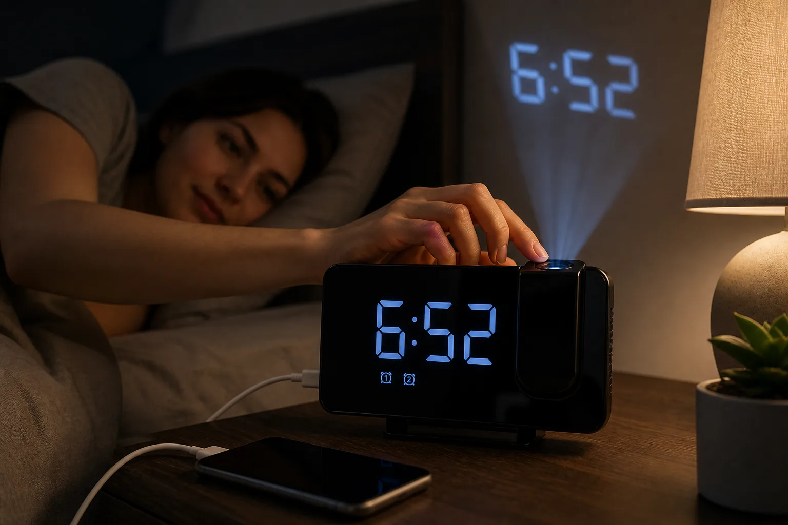 Projection Alarm Clock Nightstand Setup Projection Alarm Clock Nightstand Setup