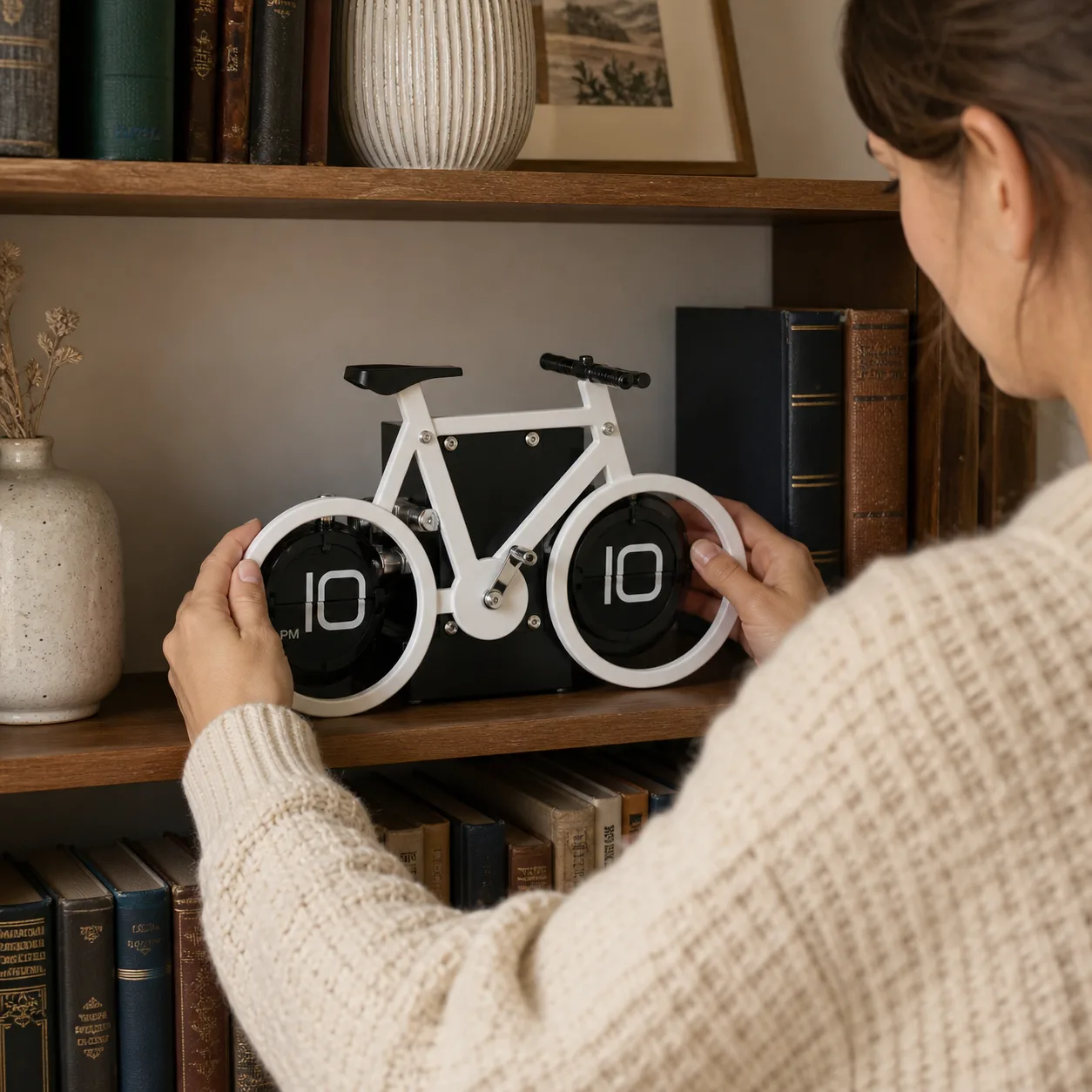 Retro Bicycle Flip Clock Bookshelf Styling Retro Bicycle Flip Clock Bookshelf Styling
