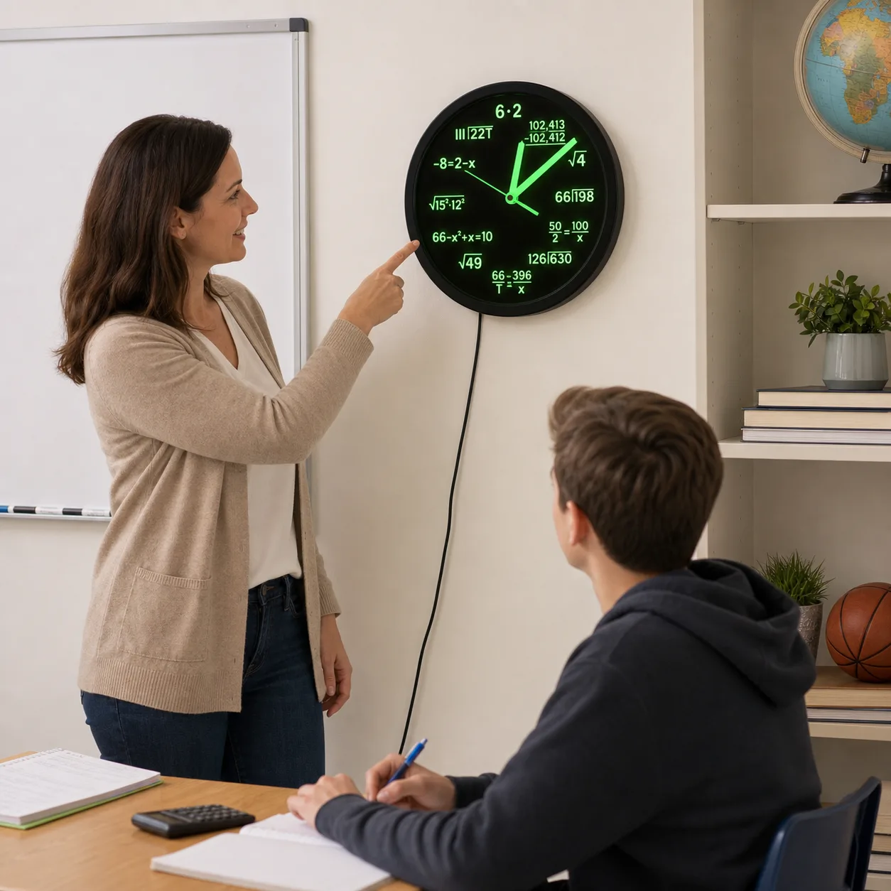 Math Equation Wall Clock in Classroom Math Equation Wall Clock in Classroom