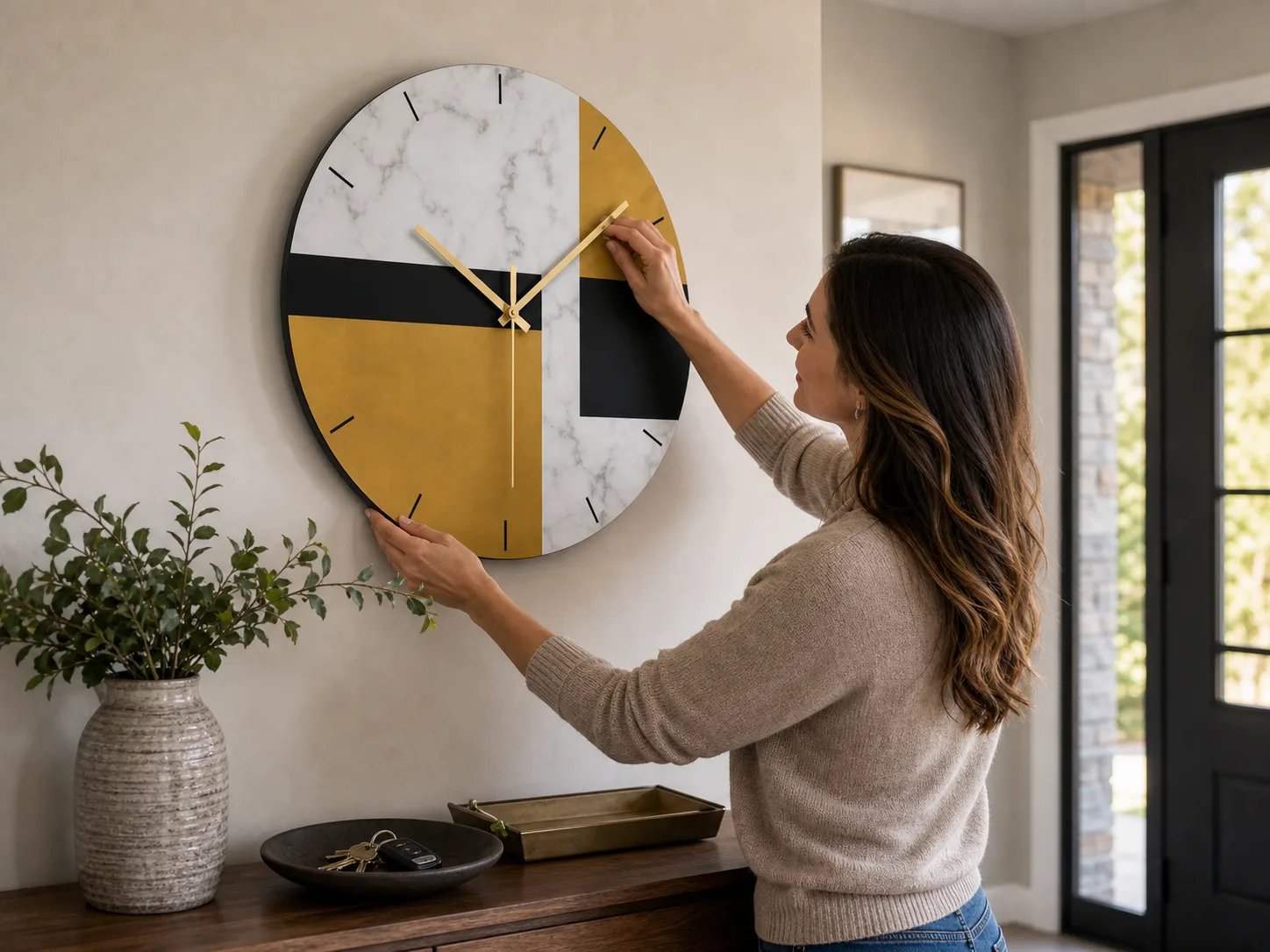Geometric Silent Wall Clock Abstract Art Entryway Styling Geometric Silent Wall Clock Abstract Art Entryway Styling