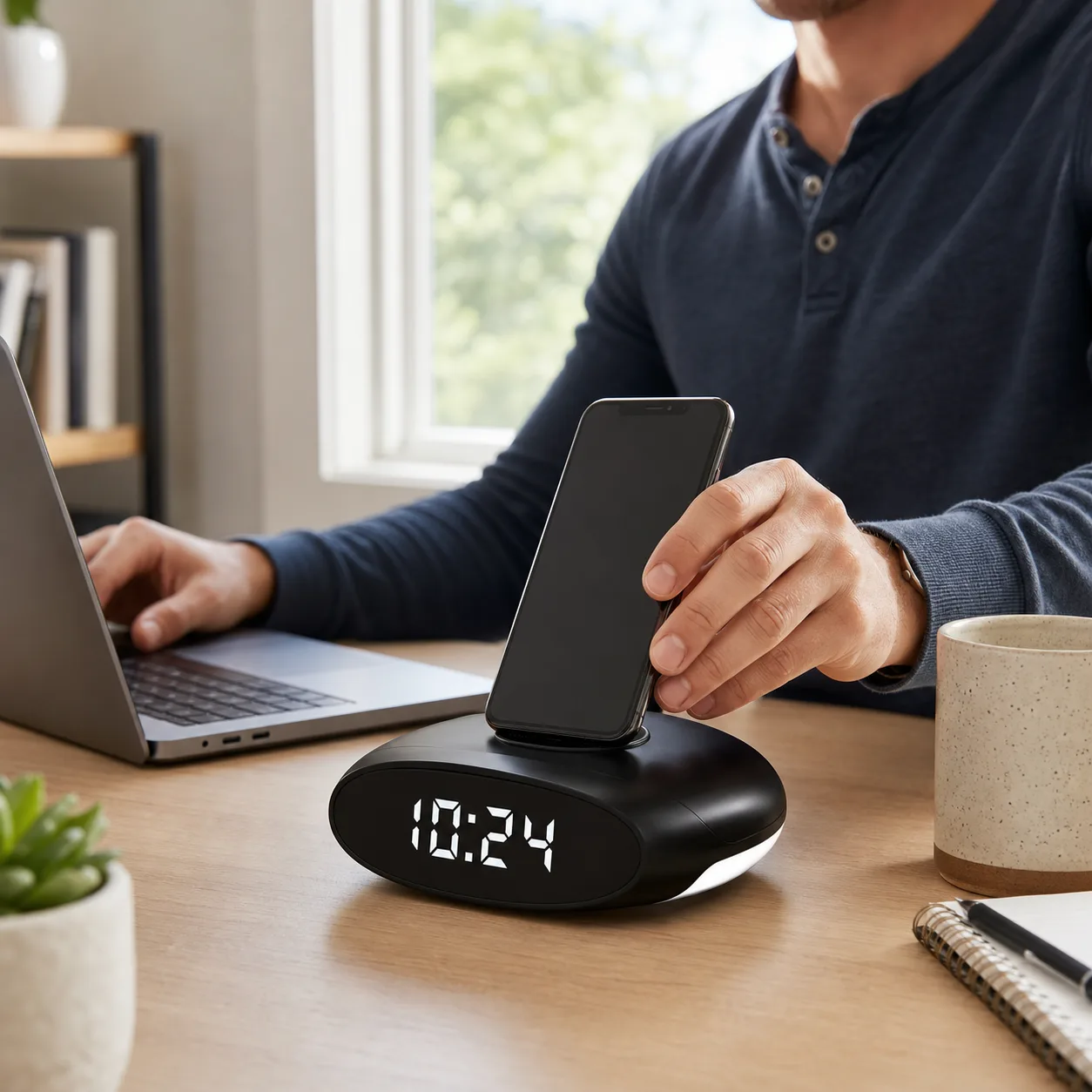Desk phone stand charging clock Desk phone stand charging clock