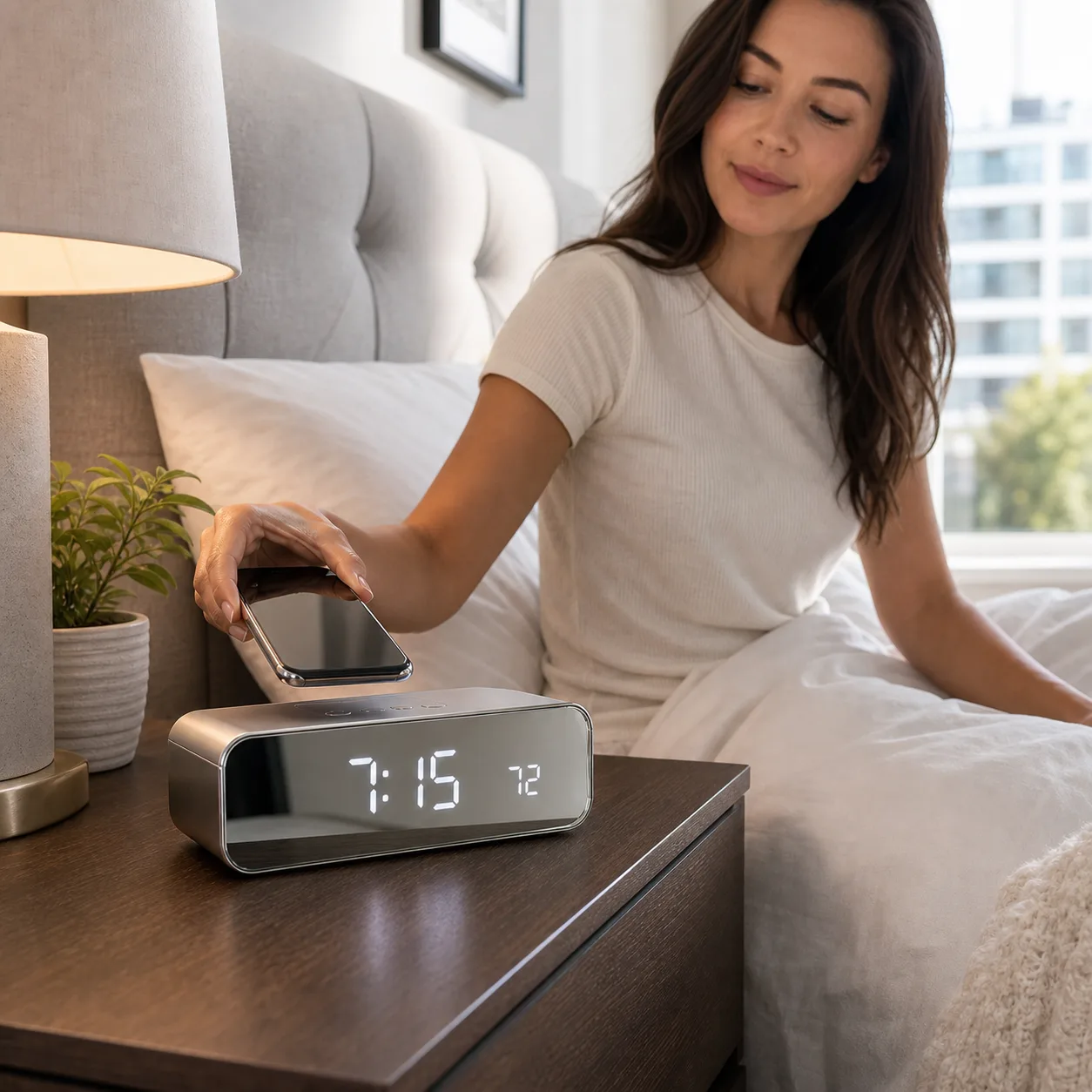 Morning bedside wireless charging alarm clock Morning bedside wireless charging alarm clock
