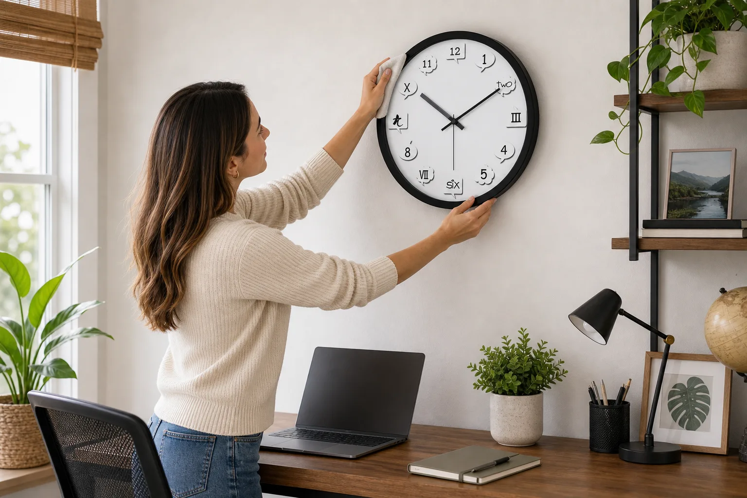 Creative Wall Clock in a Home Office Creative Wall Clock in a Home Office