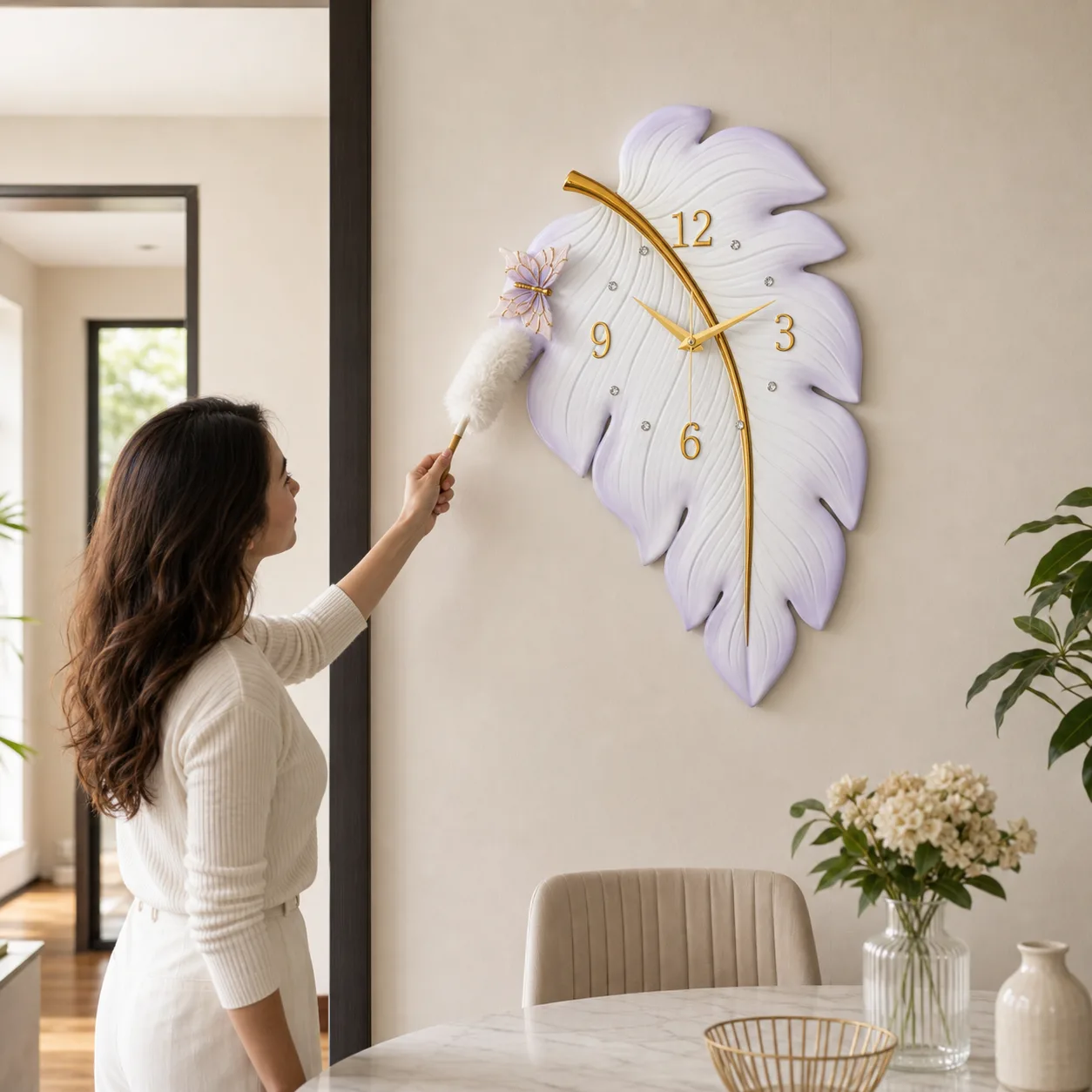 Dusting the Leaf Wall Clock Dusting the Leaf Wall Clock