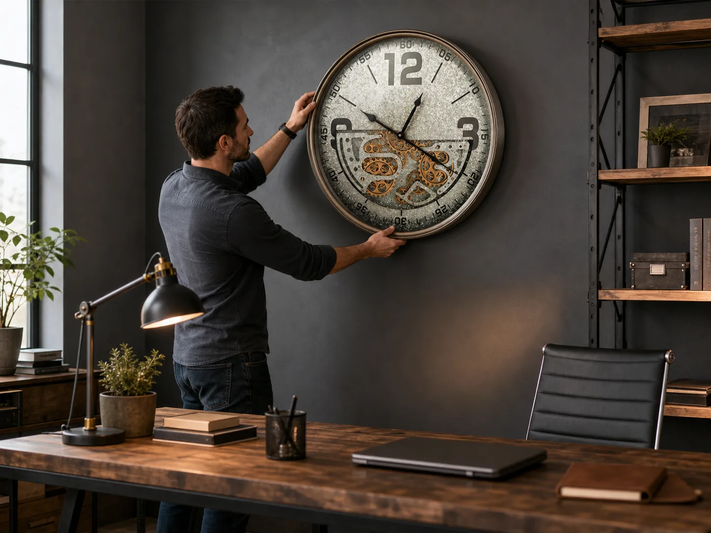 Industrial Gear Clock in Office Decor Industrial Gear Clock in Office Decor