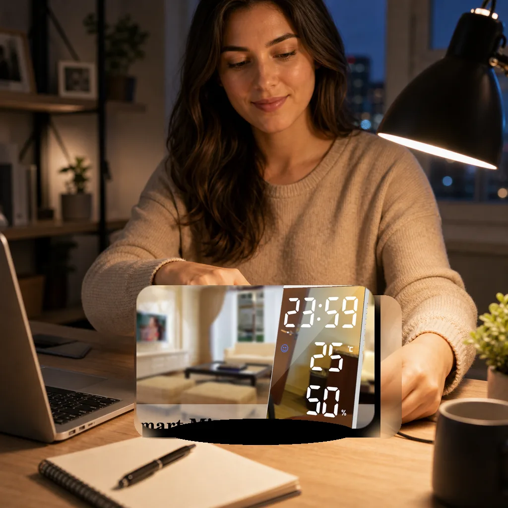 Smart Mirror LED Alarm Clock - USB Charging Desk Use Smart Mirror LED Alarm Clock - USB Charging Desk Use
