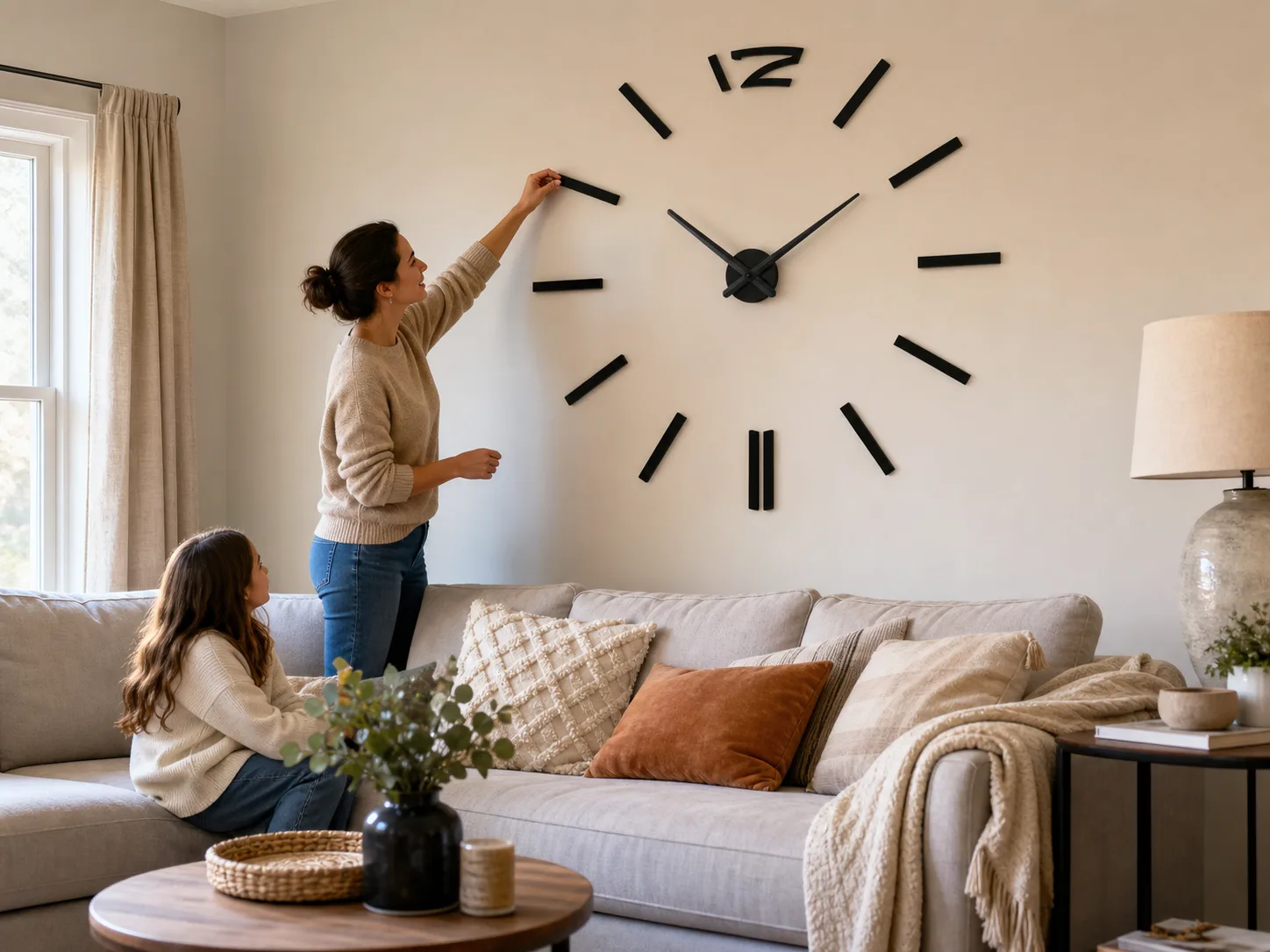 Large 3D Wall Clock in Family Room Large 3D Wall Clock in Family Room