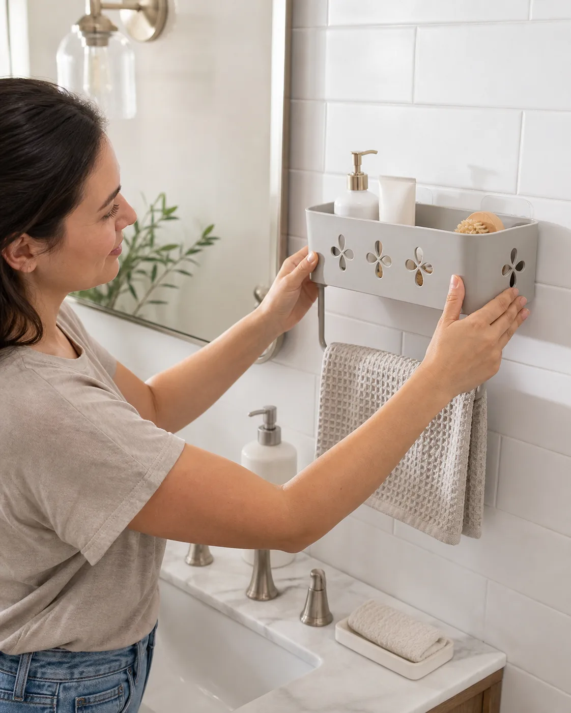 Bathroom wall caddy installation Bathroom wall caddy installation