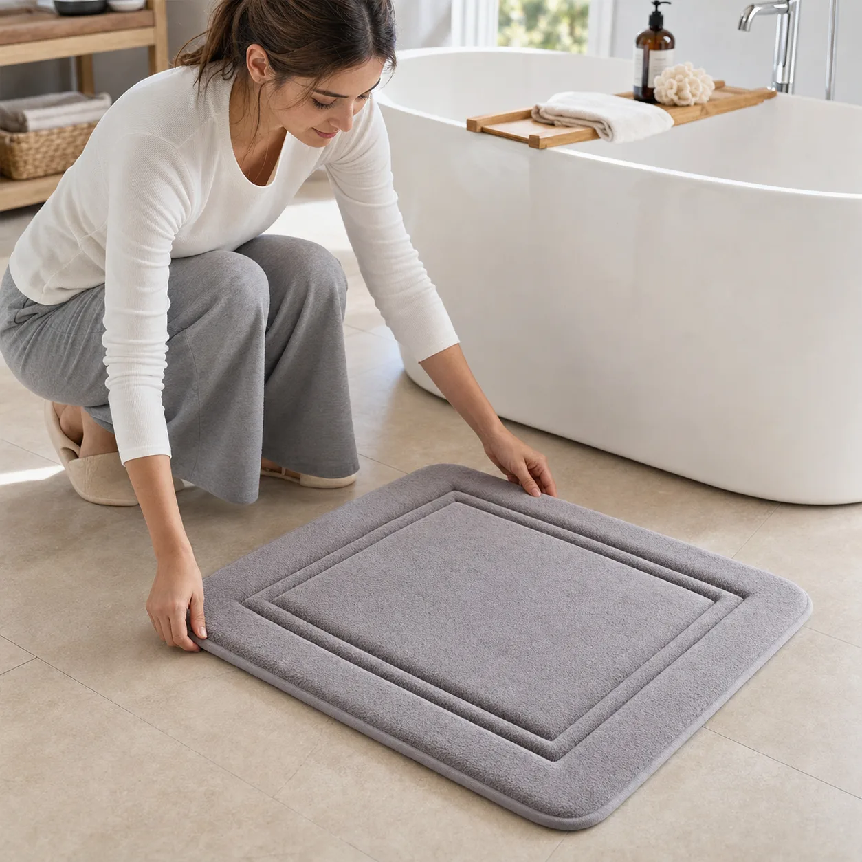 Luxury Memory Foam Bath Mat - Bathtub Placement Luxury Memory Foam Bath Mat - Bathtub Placement