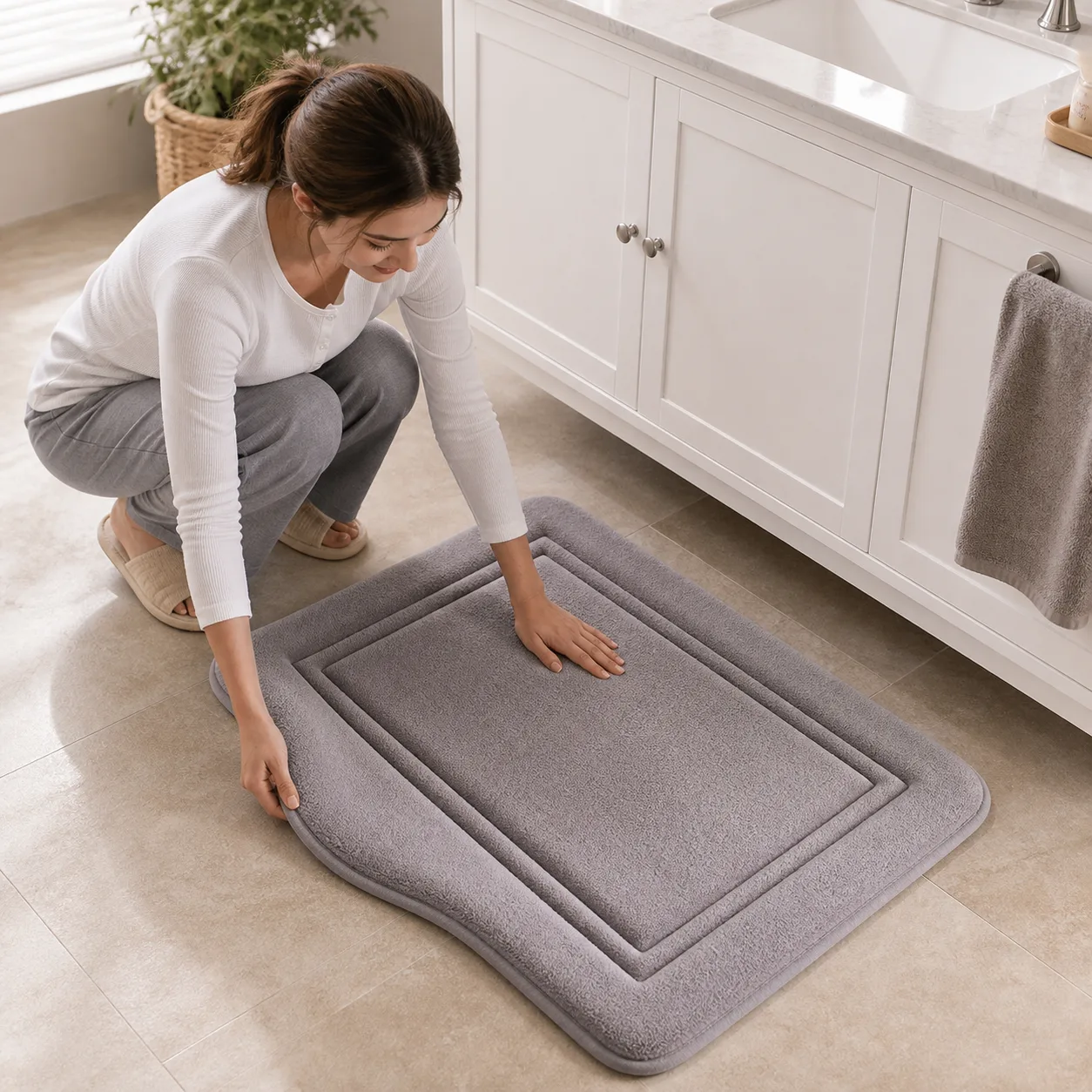 Luxury Memory Foam Bath Mat - Vanity Straightening Luxury Memory Foam Bath Mat - Vanity Straightening