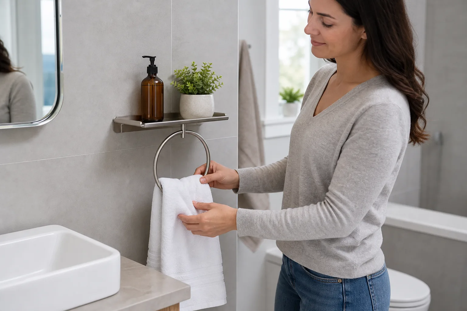 Hanging a Fresh Hand Towel Hanging a Fresh Hand Towel