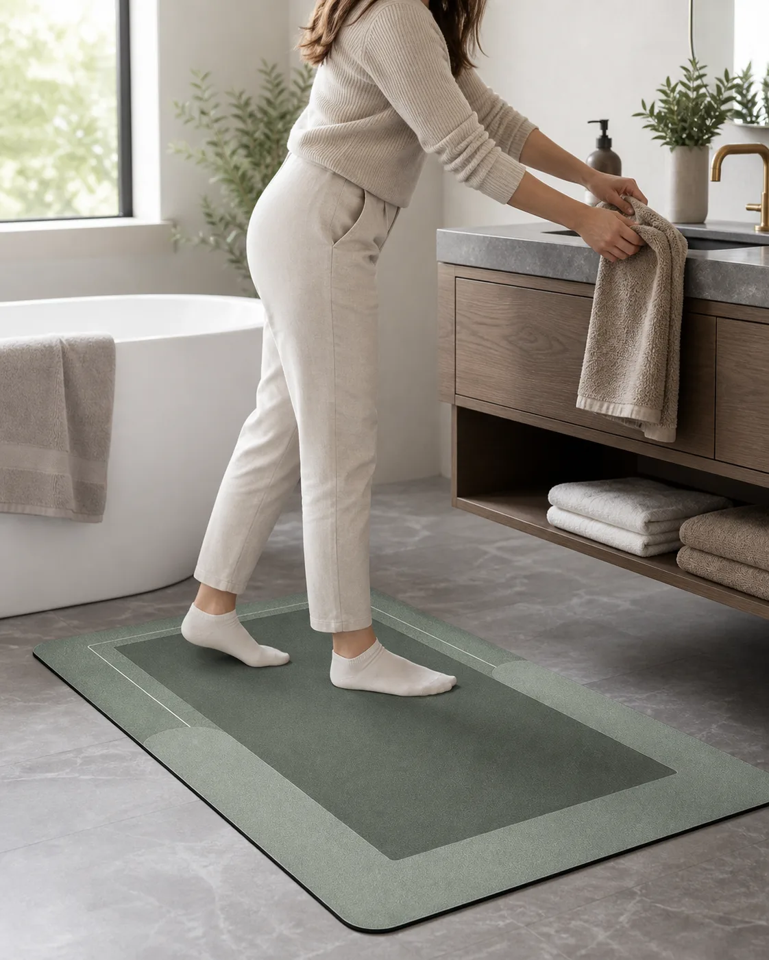 Stepping Onto a Quick-Dry Bath Mat Stepping Onto a Quick-Dry Bath Mat