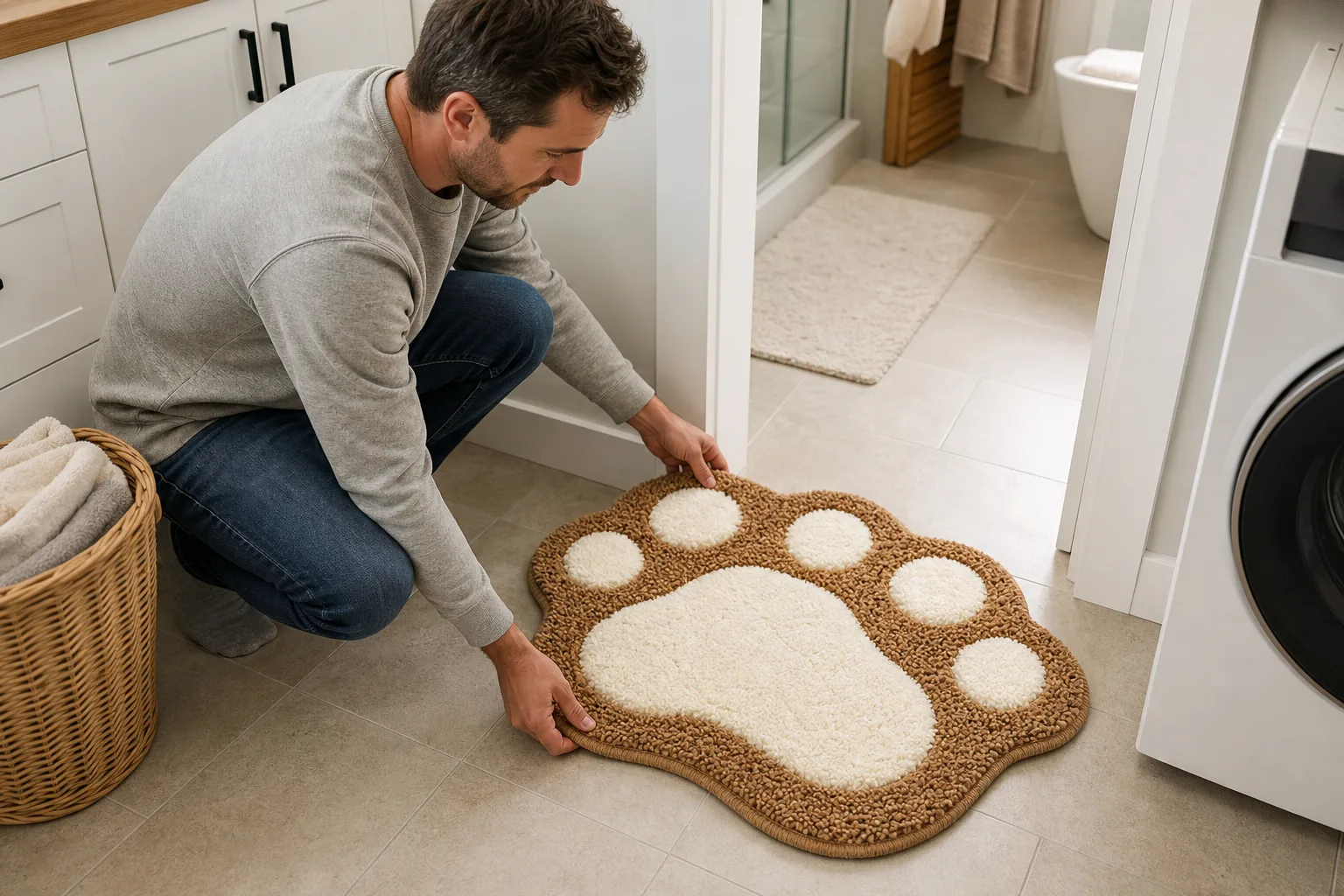 Placing Paw Shag Bath Rug Placing Paw Shag Bath Rug