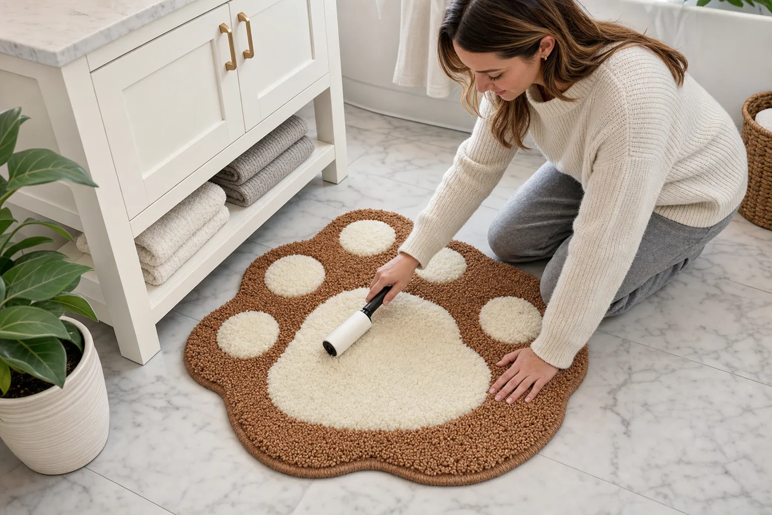 Cleaning Paw Print Plush Mat Cleaning Paw Print Plush Mat