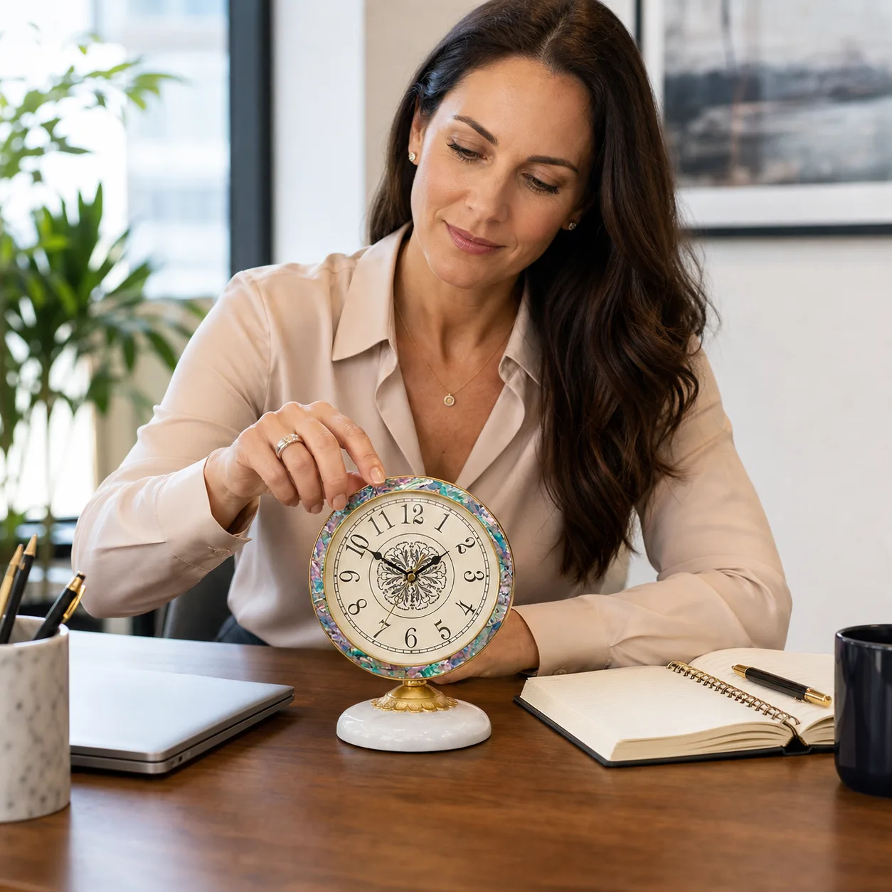 Abalone Shell Clock for Home Office Desk Abalone Shell Clock for Home Office Desk