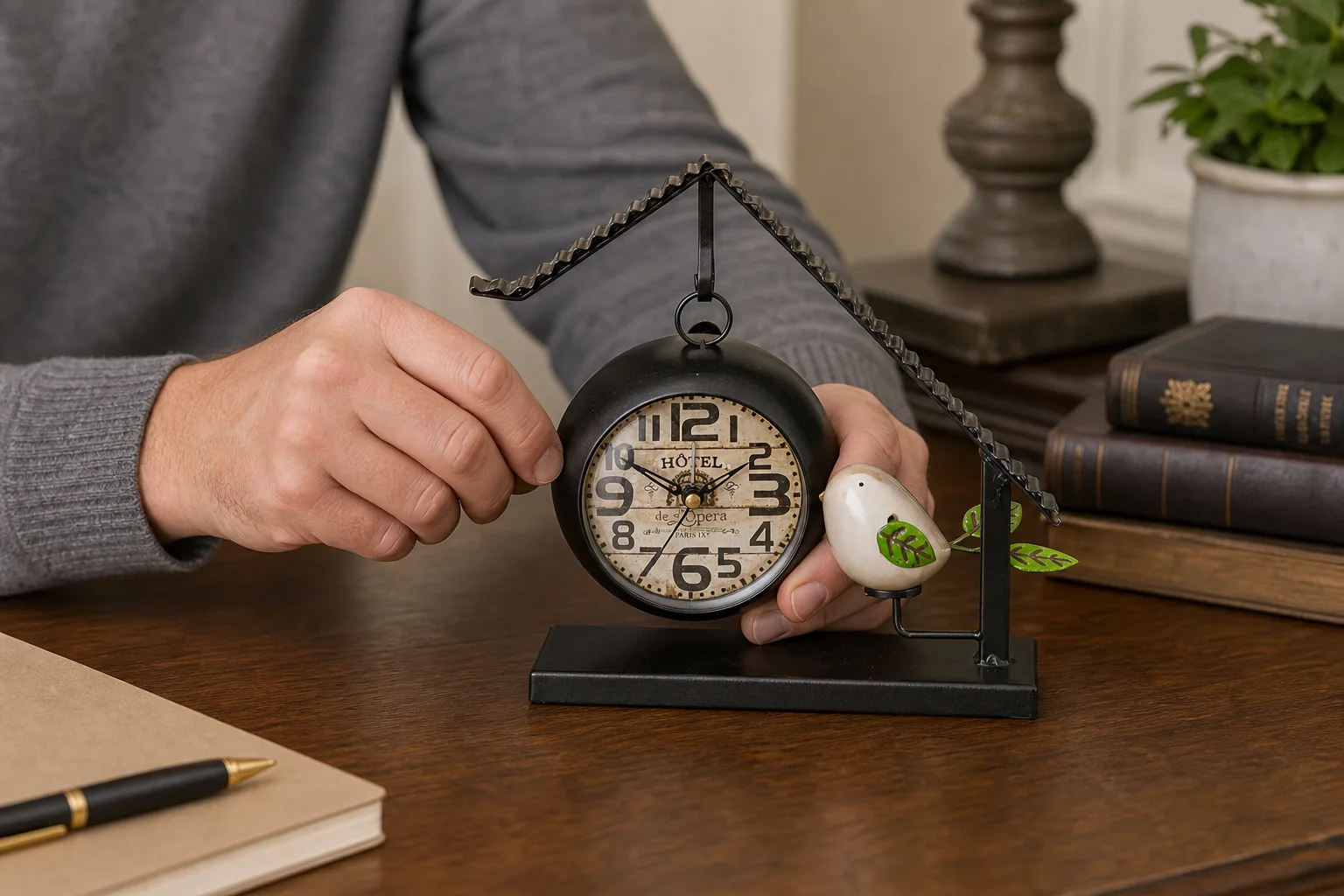 Vintage Bird House Desk Clock Time Adjustment Vintage Bird House Desk Clock Time Adjustment