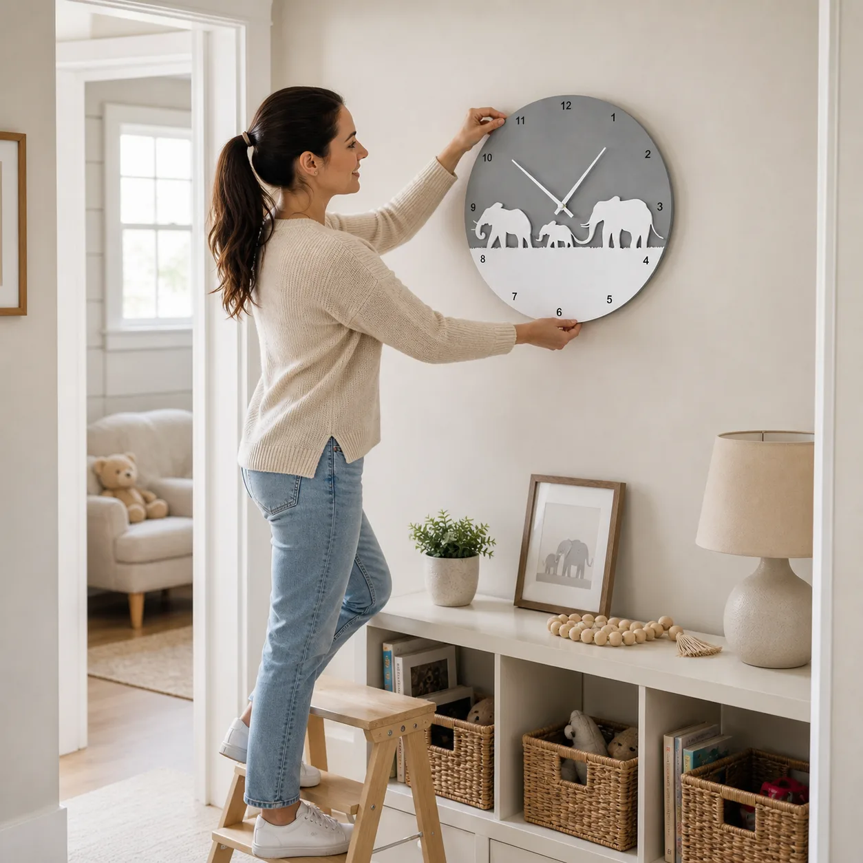 Elephant Family Clock in Family Hallway Elephant Family Clock in Family Hallway