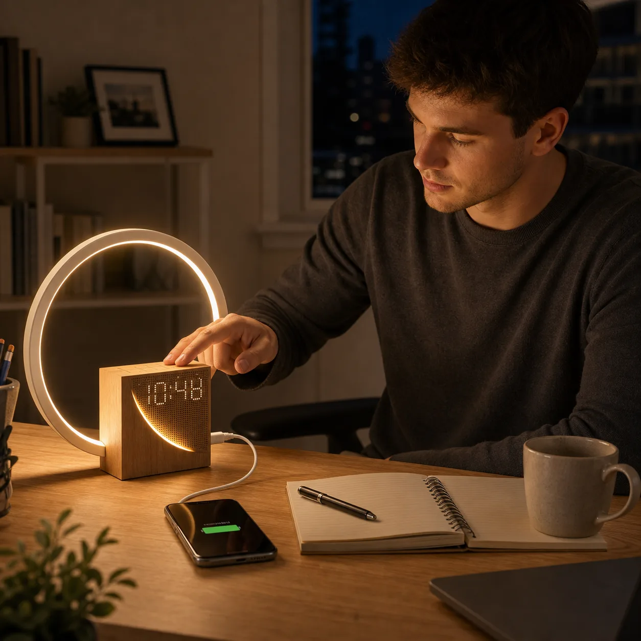 Evening Desk Lamp and Digital Clock Evening Desk Lamp and Digital Clock